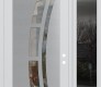 Modern Steel Front Door Diamond C12 50" x 96" white/white clear Glass Panel stainless steel LHI with Sidelite and Transom mirrored Glass