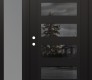 Modern Steel Front Door Diamond C9 50" x 80" black/black mirrored Glass Panel black RHI with Sidelite frosted Glass
