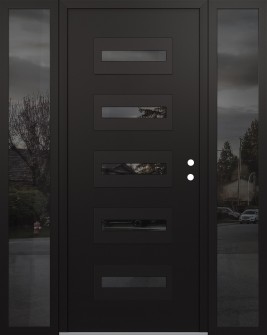 Diamond D4 64" x 80" black/black mirrored Glass Panel black LHI with 2 Sidelites mirrored Glass