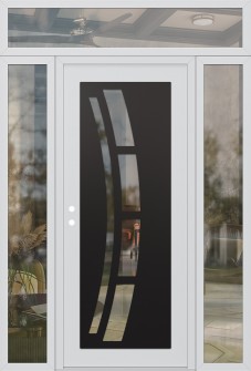 Diamond C12 68" x 96" white/white clear Glass Panel black RHI with 2 Sidelites and Transom clear Glass