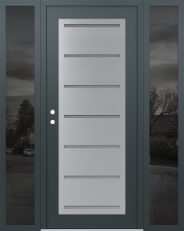 Diamond C11 60" x 80" anthracite/anthracite frosted Glass Panel stainless steel RHI with 2 Sidelites mirrored Glass