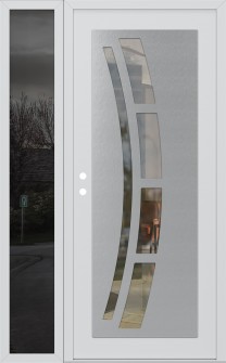 Diamond C12 50" x 80" white/white clear Glass Panel stainless steel RHI with Sidelite mirrored Glass