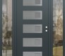 Modern Steel Front Door Diamond D2 64" x 80" anthracite/anthracite frosted Glass Panel stainless steel LHI with 2 Sidelites clear Glass