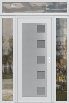 Diamond C5 60" x 96" white/white frosted Glass Panel stainless steel LHI with 2 Sidelites and Transom clear Glass