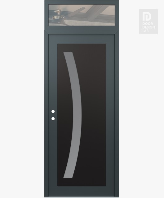 Modern Steel Front Door Diamond C4 36" x 96" anthracite/anthracite frosted Glass Panel black RHI with Transom clear Glass