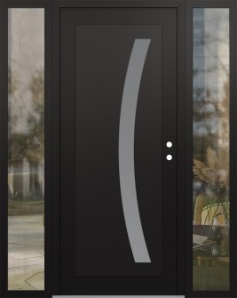 Diamond C4 64" x 80" black/white frosted Glass Panel black LHI with 2 Sidelites clear Glass