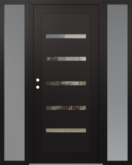 Diamond C7 60" x 80" black/black clear Glass Panel black RHI with 2 Sidelites frosted Glass