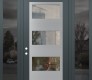 Modern Steel Front Door Diamond C2 64" x 96" anthracite/anthracite clear Glass Panel stainless steel RHI with 2 Sidelites and Transom mirrored Glass