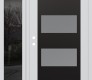 Modern Steel Front Door Diamond C2 52" x 80" white/white frosted Glass Panel black RHI with Sidelite mirrored Glass