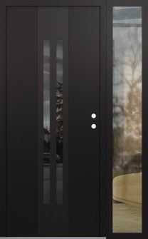 DIAMOND A8 48" X 80" BLACK/BLACK MIRRORED GLASS PANEL BLACK LHI WITH SIDELITE CLEAR GLASS