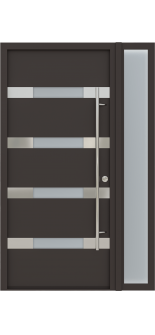 MODERN FRONT STEEL DOOR AURA BROWN/WHITE 49 1/4" X 81 11/16" LHI + SIDELITE RIGHT