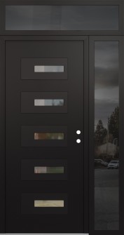 Diamond D6 50" x 96" black/black clear Glass Panel black LHI with Sidelite and Transom mirrored Glass