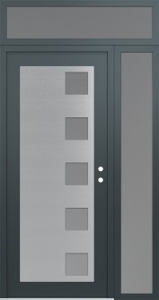 Diamond C5 50" x 96" anthracite/anthracite frosted Glass Panel stainless steel LHI with Sidelite and Transom frosted Glass