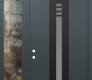 Modern Steel Front Door DIAMOND A5 50" X 96" ANTHRACITE/ANTHRACITE FROSTED GLASS PANEL BLACK RHI WITH SIDELITE AND TRANSOM CLEAR GLASS