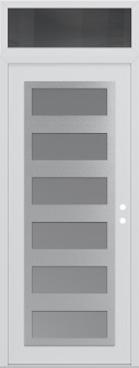 Diamond C9 36" x 96" white/white frosted Glass Panel stainless steel LHI with Transom mirrored Glass
