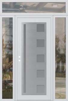 Diamond C3 60" x 96" white/white frosted Glass Panel stainless steel RHI with 2 Sidelites and Transom clear Glass