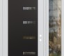 Modern Steel Front Door Diamond C8 48" x 96" white/white clear Glass Panel black LHI with Sidelite and Transom clear Glass
