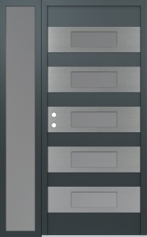 Diamond D5 48" x 80" anthracite/anthracite frosted Glass Panel stainless steel RHI with Sidelite frosted Glass