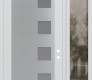 Modern Steel Front Door Diamond C5 50" x 96" white/white frosted Glass Panel stainless steel LHI with Sidelite and Transom clear Glass