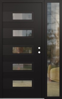 Diamond D3 48" x 80" black/black clear Glass Panel black LHI with Sidelite clear Glass