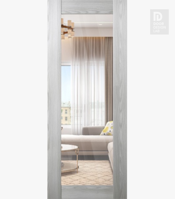 DOOR SLAB AVON 207 CLEAR VETRO RIBEIRA ASH 28" X 84" X 1 3/4" TEMPERED CLEAR GLASS