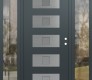 Modern Steel Front Door Diamond D8 68" x 80" anthracite/anthracite frosted Glass Panel stainless steel LHI with 2 Sidelites clear Glass