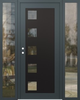 Diamond C5 64" x 80" anthracite/anthracite clear Glass Panel black RHI with 2 Sidelites clear Glass