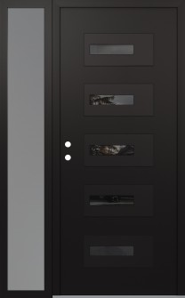 Diamond D6 50" x 80" black/black Mirrored Glass Panel black RHI with Sidelite frosted Glass