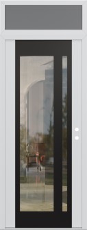 Diamond C15 36" x 96" white/white clear Glass Panel black LHI with Transom frosted Glass