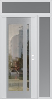 Diamond C15 52" x 96" white/white clear Glass Panel stainless steel LHI with Sidelite and Transom frosted Glass