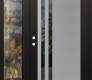 Modern Steel Front Door Diamond C6 50" x 80" black/black mirrored Glass Panel stainless steel RHI with Sidelite clear Glass