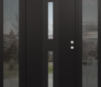 DIAMOND A6 64" X 80" BLACK/BLACK CLEAR GLASS PANEL BLACK RHI WITH 2 SIDELITES MIRRORED GLASS