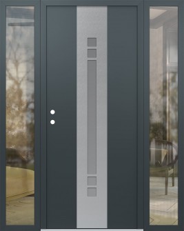 DIAMOND A4 60" X 80" ANTHRACITE/ANTHRACITE FROSTED GLASS PANEL STAINLESS STEEL RHI WITH 2 SIDELITES CLEAR GLASS