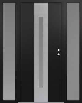 DIAMOND A2 64" X 80" BLACK/WHITE FROSTED GLASS PANEL STAINLESS STEEL LHI WITH 2 SIDELITES FROSTED GLASS