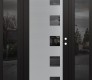 Modern Steel Front Door Diamond C5 60" x 80" black/black mirrored Glass Panel stainless steel LHI with 2 Sidelites mirrored Glass