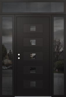 Diamond D8 68" x 96" black/black mirrored Glass Panel black RHI with 2 Sidelites and Transom mirrored Glass