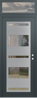 Diamond C10 36" x 96" anthracite/anthracite clear Glass Panel stainless steel LHI with Transom clear Glass