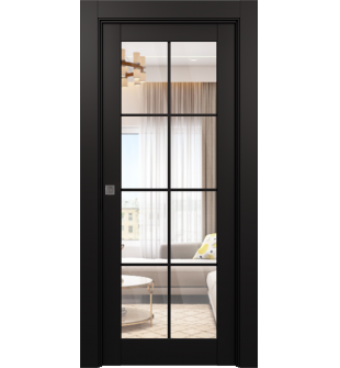Avon 8 Lite Clear Vetro Black Matte Pocket doors