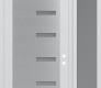 Modern Steel Front Door Diamond C8 48" x 96" white/white frosted Glass Panel stainless steel LHI with Sidelite and Transom frosted Glass