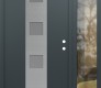 Modern Steel Front Door DIAMOND A12 50" X 80" ANTHRACITE/ANTHRACITE FROSTED GLASS PANEL STAINLESS STEEL LHI WITH SIDELITE CLEAR GLASS