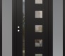 Modern Steel Front Door Diamond C3 64" x 80" black/black clear Glass Panel black RHI with 2 Sidelites frosted Glass