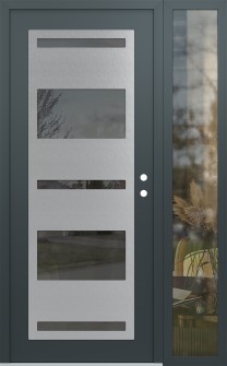 Diamond C10 52" x 80" anthracite/anthracite mirrored Glass Panel stainless steel LHI with Sidelite clear Glass