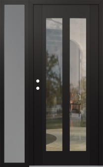 Diamond C14 52" x 80" black/black clear Glass Panel black RHI with Sidelite frosted Glass