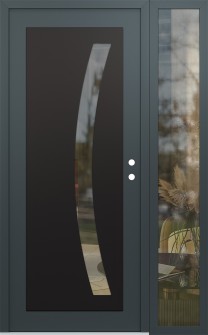 Diamond C4 52" x 80" anthracite/anthracite clear Glass Panel black LHI with Sidelite clear Glass