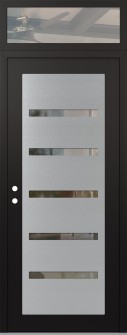 Diamond C7 36" x 96" black/black clear Glass Panel stainless steel RHI with Transom clear Glass