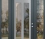 Modern Steel Front Door Diamond C14 64" x 96" anthracite/anthracite clear Glass Panel stainless steel LHI with 2 Sidelites and Transom clear Glass