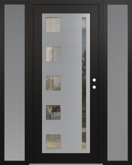 Diamond C3 60" x 80" black/black clear Glass Panel stainless steel LHI with 2 Sidelites frosted Glass