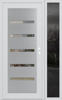 Diamond C7 50" x 80" white/white clear Glass Panel stainless steel LHI with Sidelite mirrored Glass