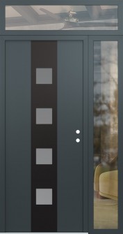 DIAMOND A12 50" X 96" ANTHRACITE/ANTHRACITE FROSTED GLASS PANEL BLACK LHI WITH SIDELITE AND TRANSOM CLEAR GLASS