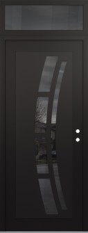 Diamond C12 36" x 96" black/black mirrored Glass Panel black LHI with Transom mirrored Glass